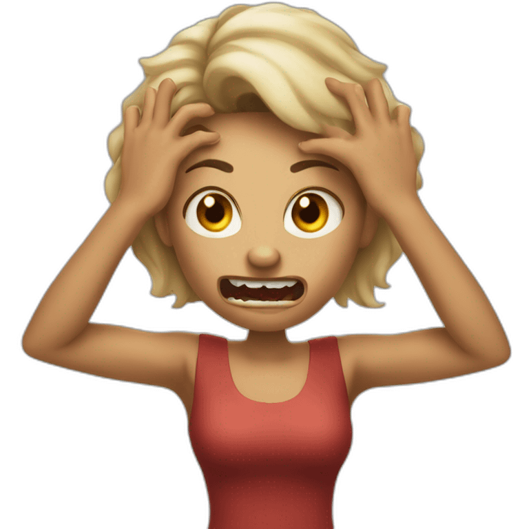 A woman acting like a monster with her hand and her face says grrr. Both hands are visible !  emoji