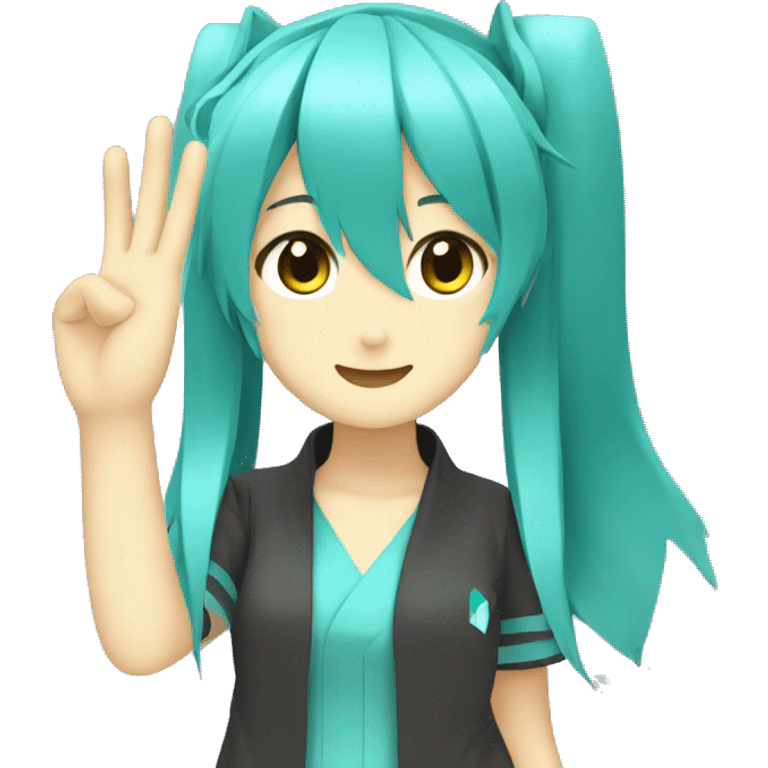 Hatsune Miku waving emoji