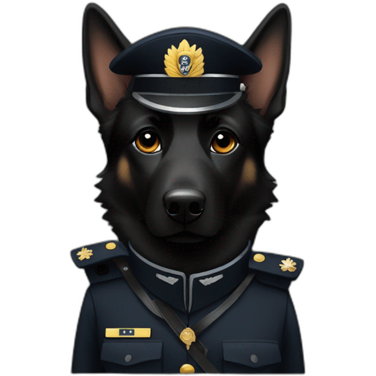 black German shepherd with female officer emoji