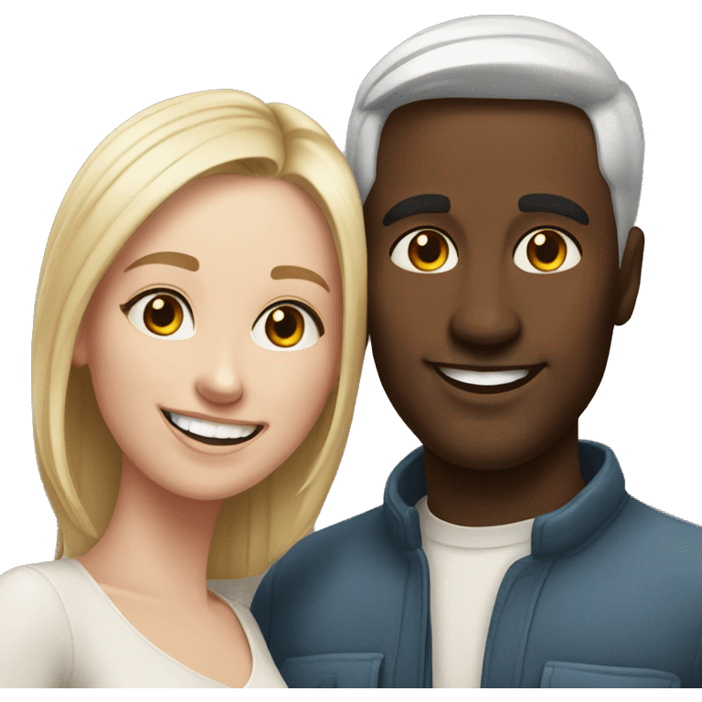 happy couple portrait smiling, whiter skin emoji