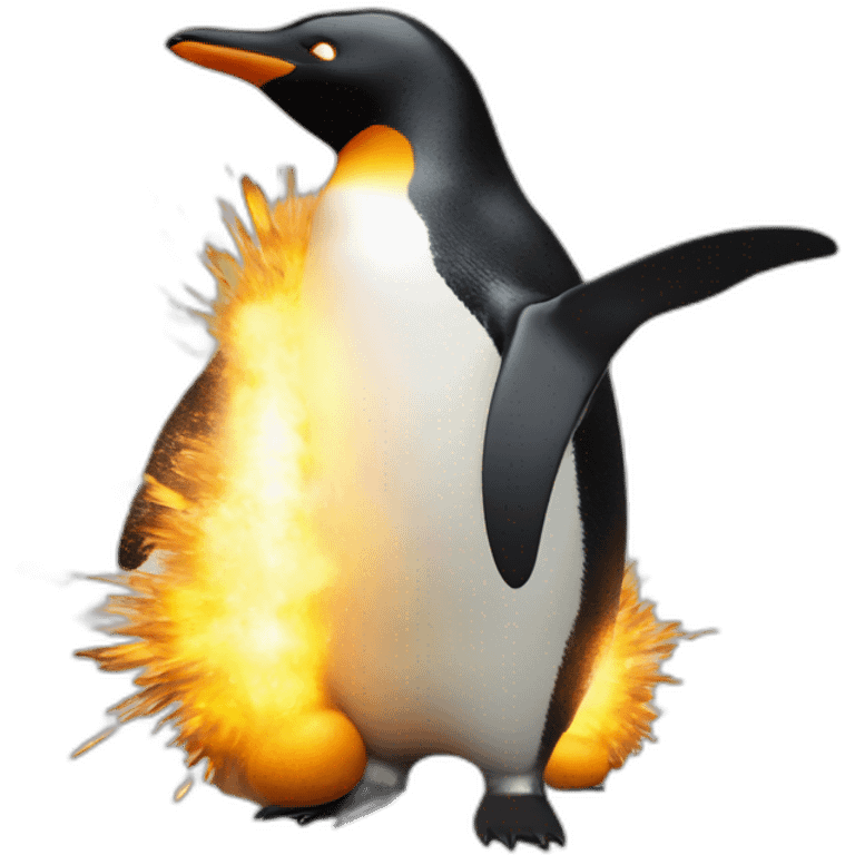 Penguin rocket exploding emoji