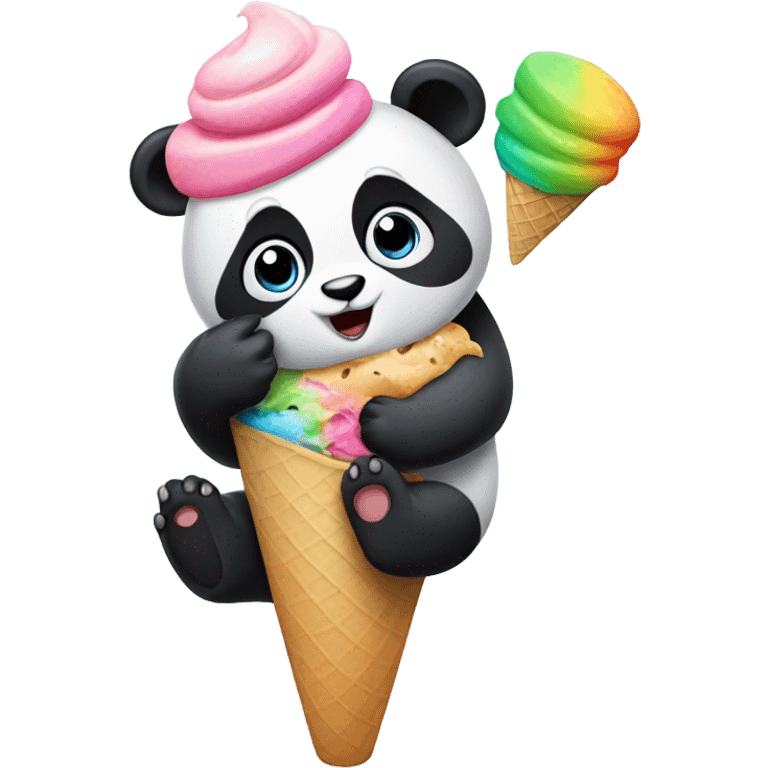 Panda eating ice cream emoji