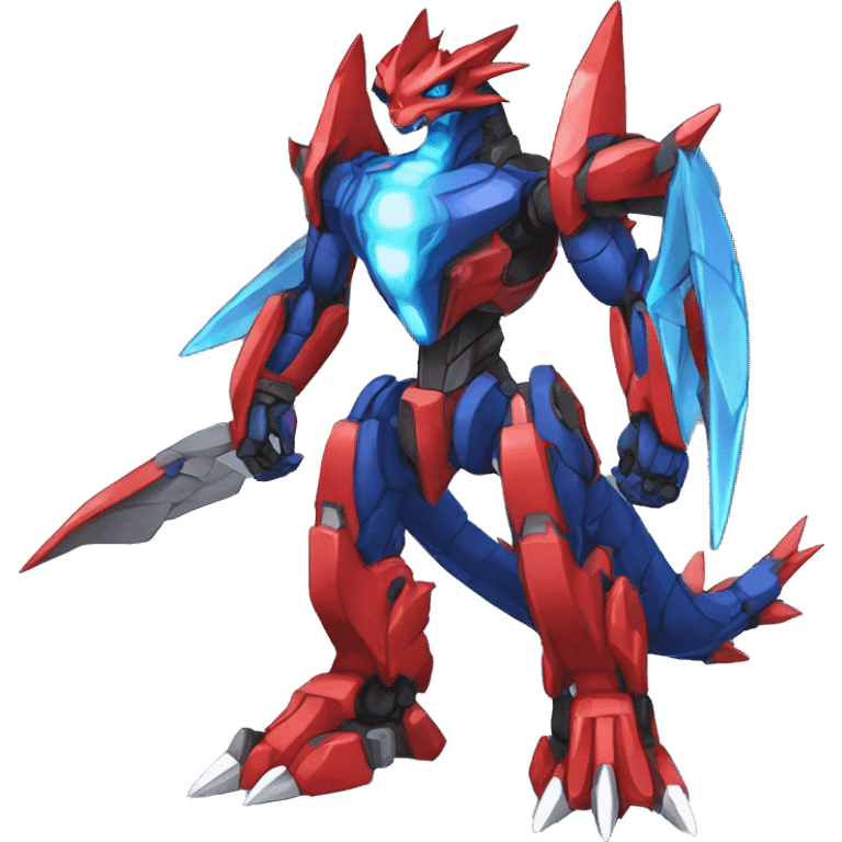  Cool Edgy Red Blue Digimon-Fakemon-Guilmon-Dragon-Mecha full body emoji