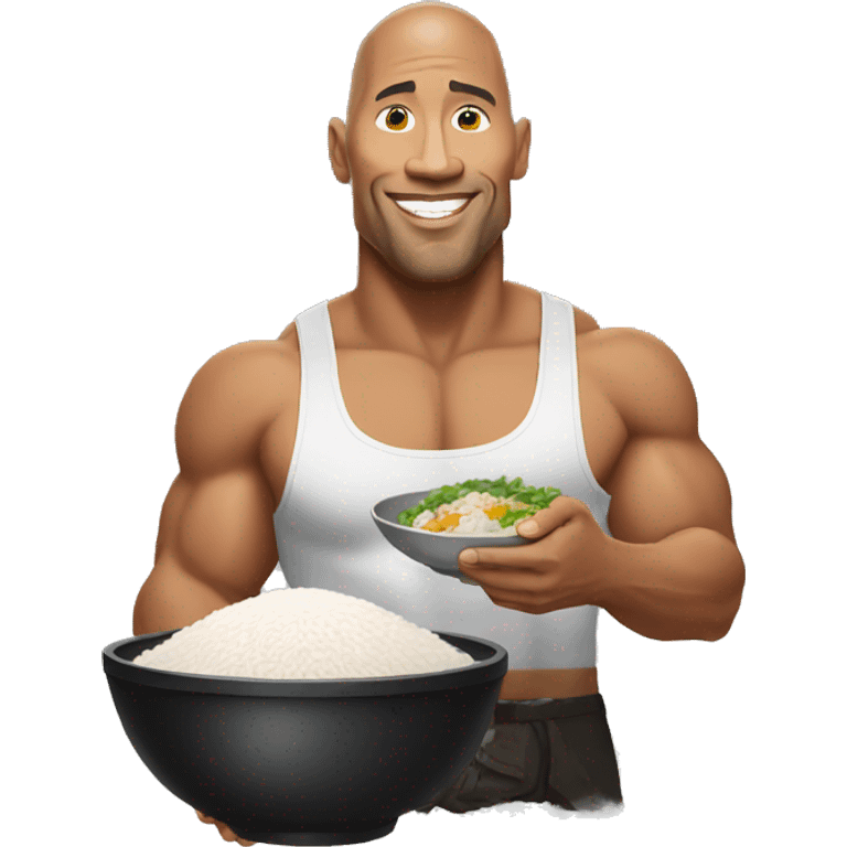 the rock with a bowl of rice in his hand realistic emoji