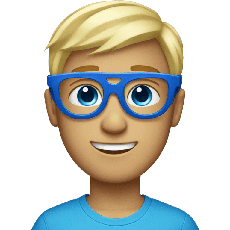 blue eyed boy blonde hair with googles on emoji