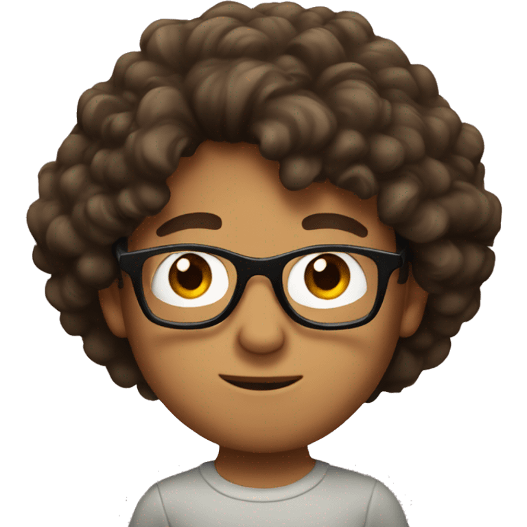 a boy with big brown hair and black glasses  emoji