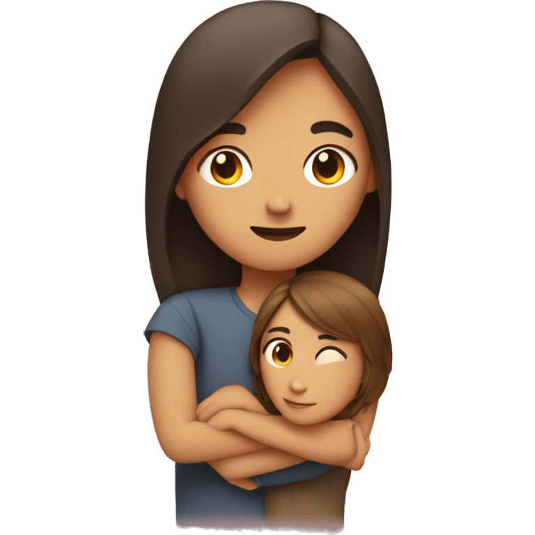 Girl holding around man emoji