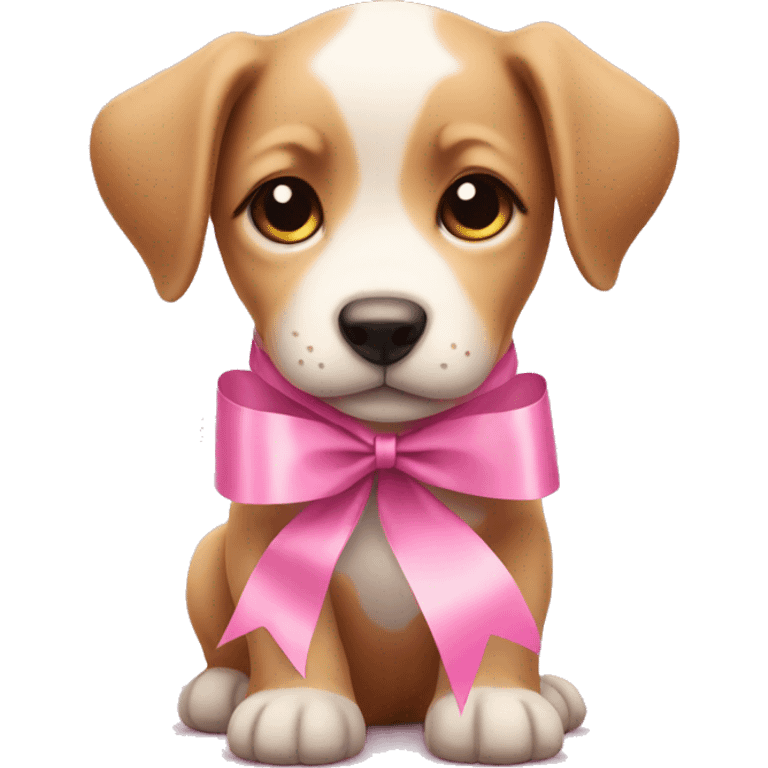 puppy with pink ribbon emoji