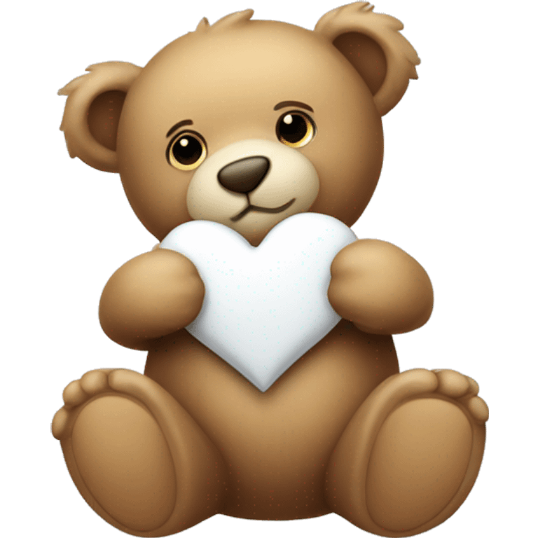 Teddy bear hugging a white heart emoji