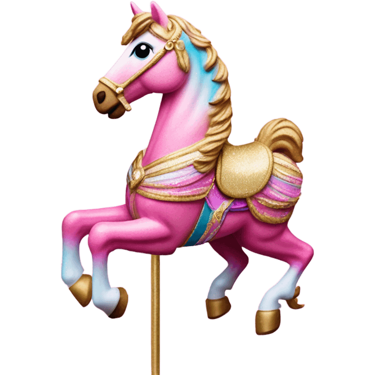 Pink ombre carousel horse with glitter  emoji