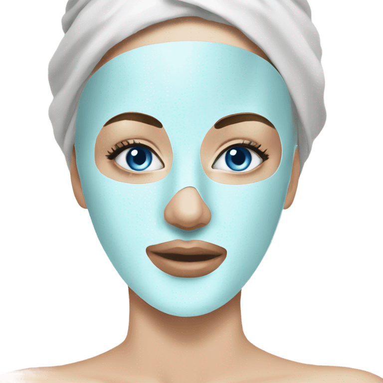 Lady with blue eyes face mask spa beauty full face relaxing emoji