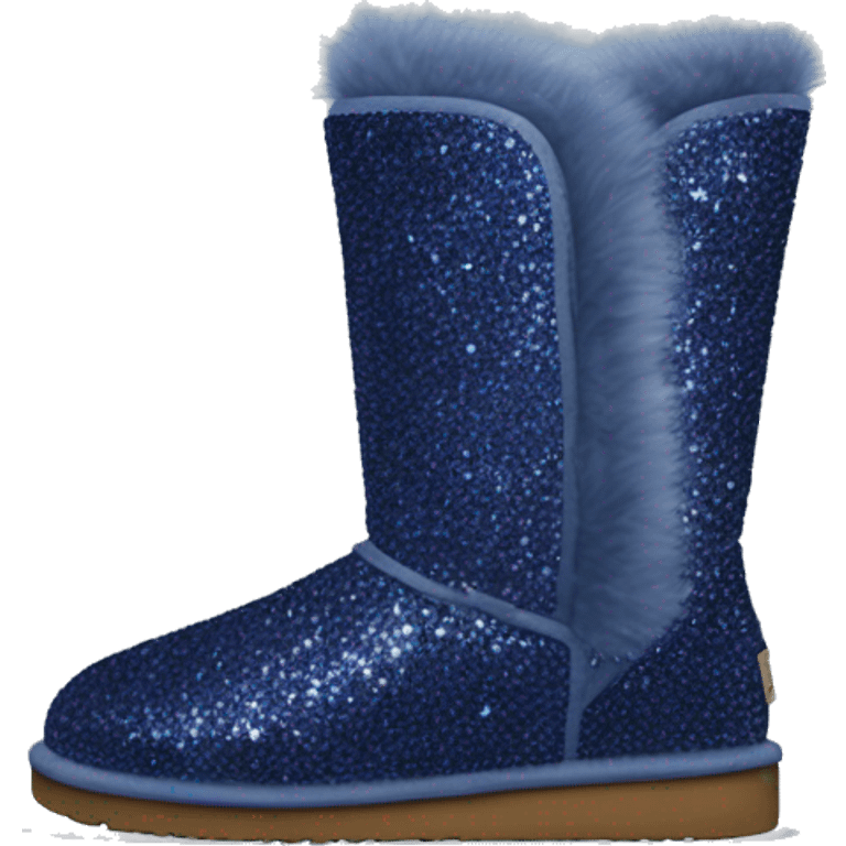 Realistic navy blue Sparkle glitter and fur Ugg boots. emoji