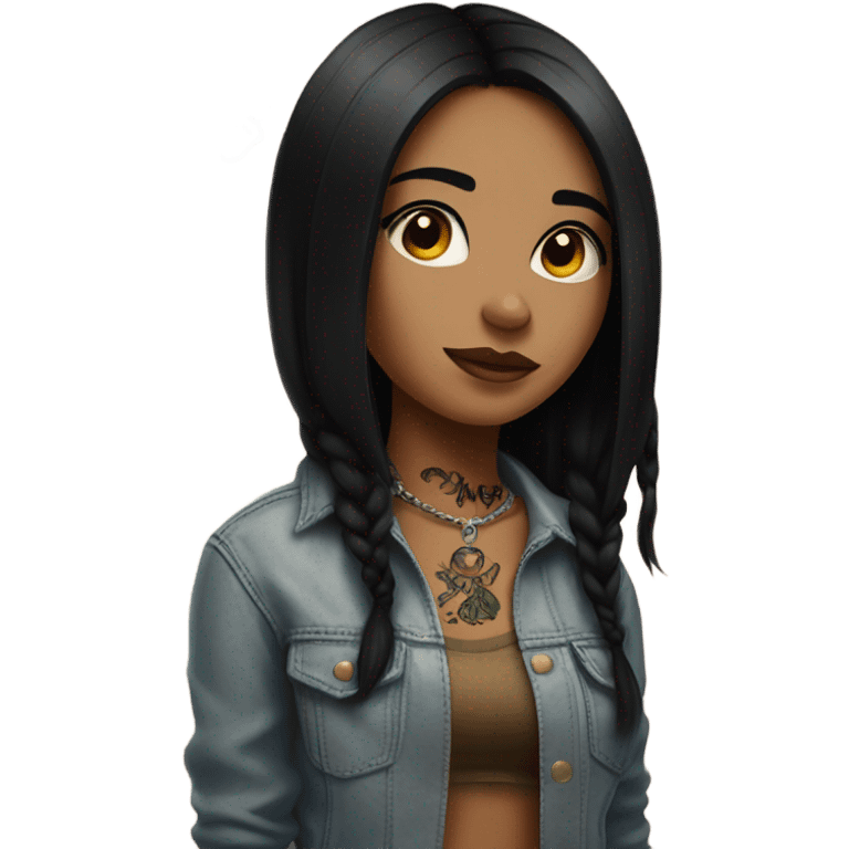 girl with black hair tattoos and she's creative emoji