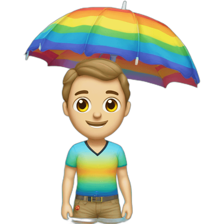 Jonathan Toews as beach bum under rainbow umbrella emoji