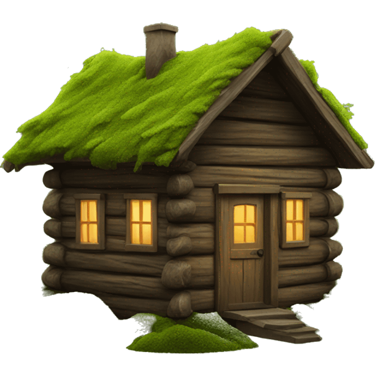 cabin with moss emoji