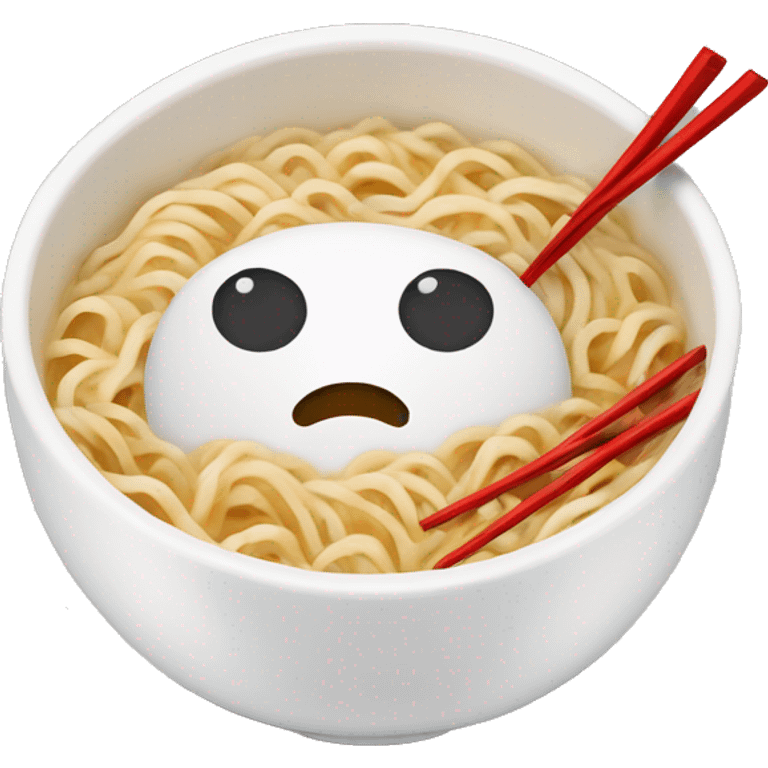 White bowl of ramen with red chopsticks  emoji