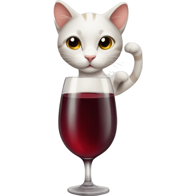 cute cat with long tail on head middle of ears and with wine  glass emoji