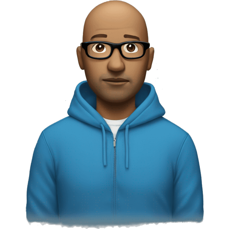 bald man in Blue hoodie 1 days  with black Glases emoji