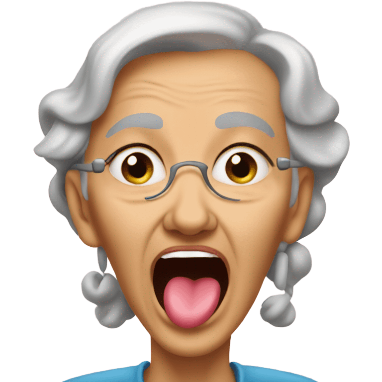 grandma with her tongue out emoji