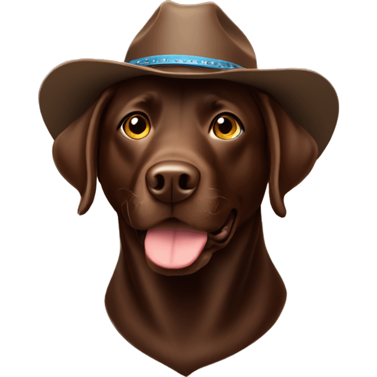 Chocolate lab in cowboy hat emoji