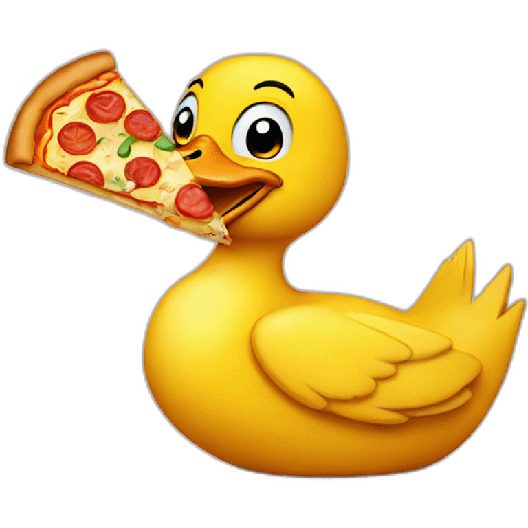 yellow duck eating pizza emoji