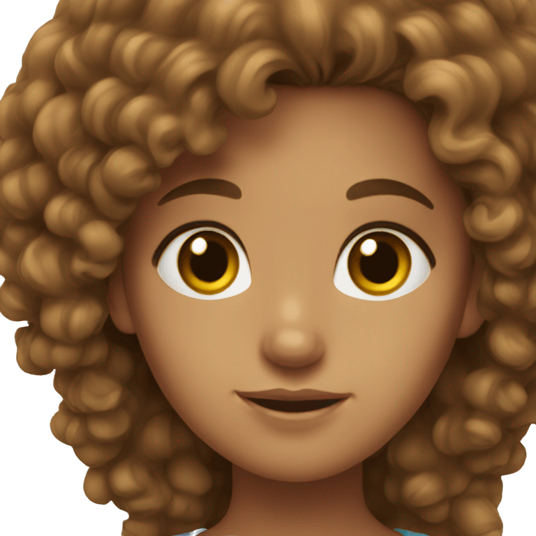 girl with long brown curly hair, brown eyes emoji