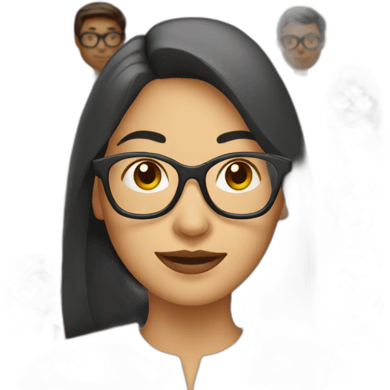 woman with glasses with figures in background emoji