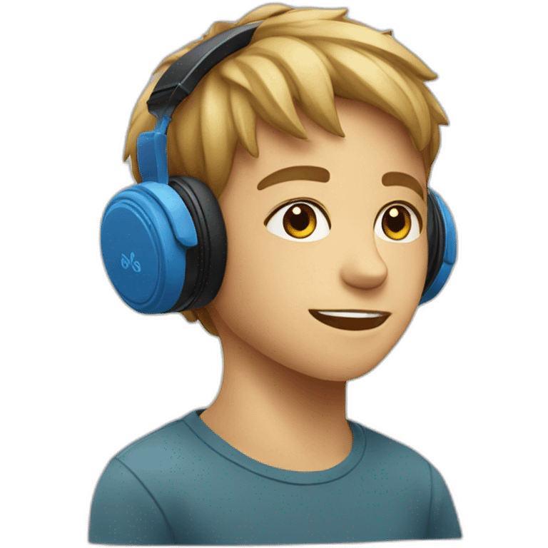 Kid listening to music with bluetooth speakers emoji