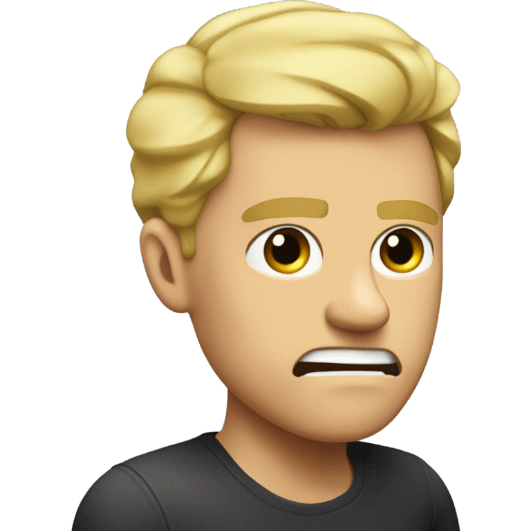 A blonde man, medium sized a little big, comb over, so angry he turns red emoji