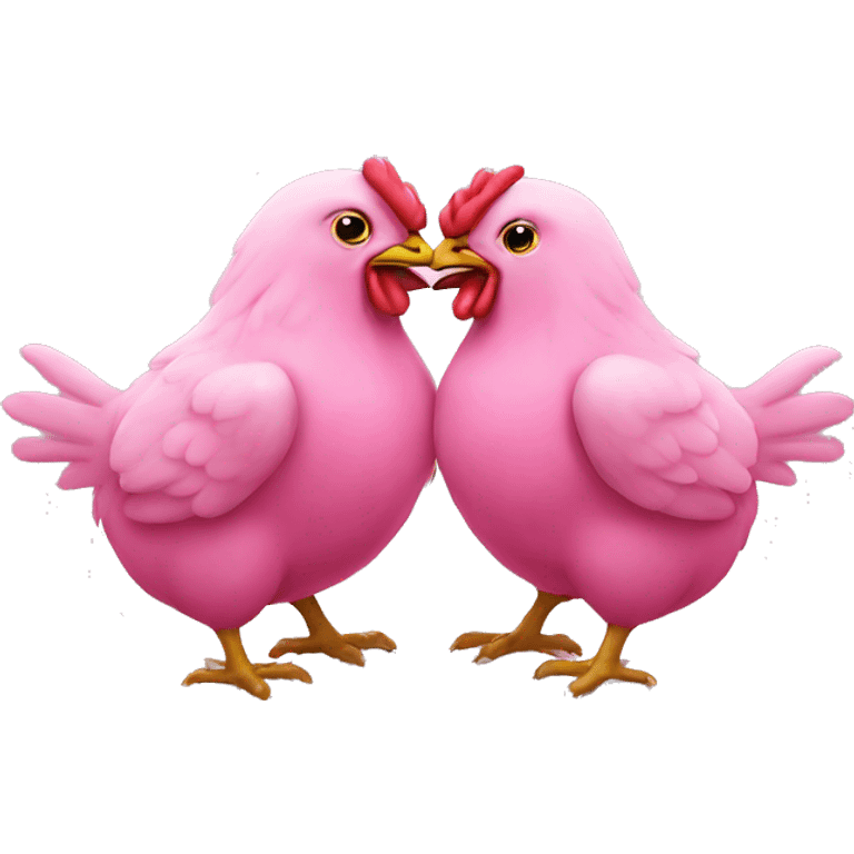 Pink chickens kissing  emoji