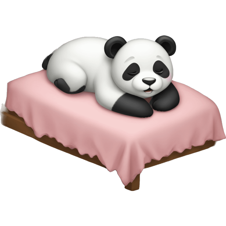 Female baby panda sleeping in a big bed emoji