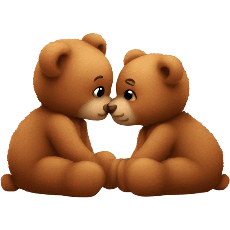 Cute fluffy teddy bears kissing  emoji