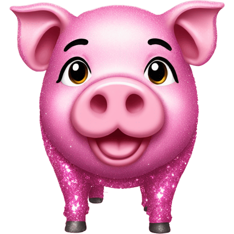 Pink full body pig with glitter emoji