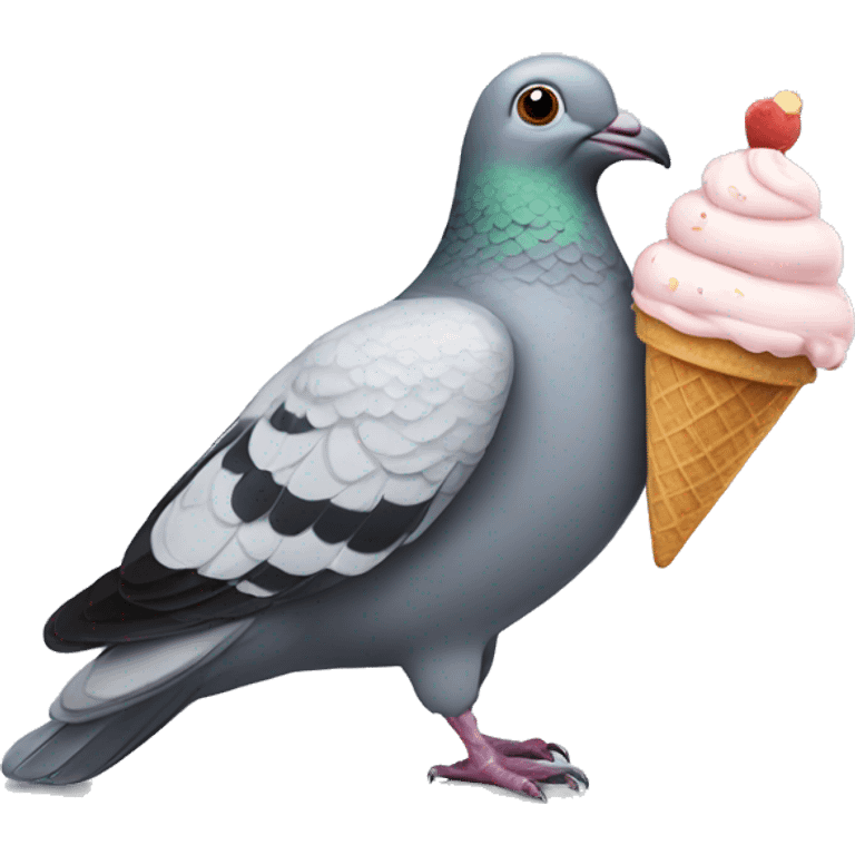 pigeon with an ice cream emoji