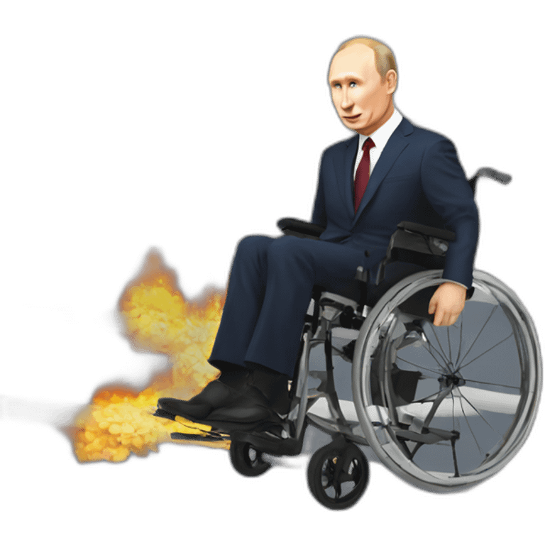 putin in wheelchair on fire stairs emoji