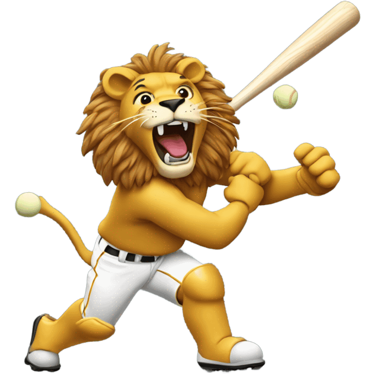 Lion hitting baseball emoji