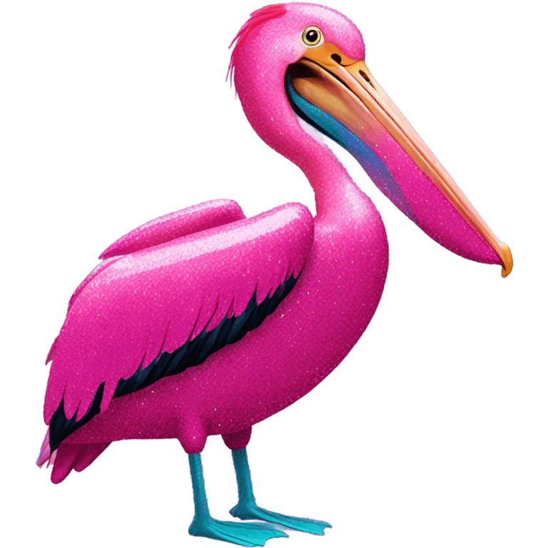 Hot pink pelican with glitter  emoji