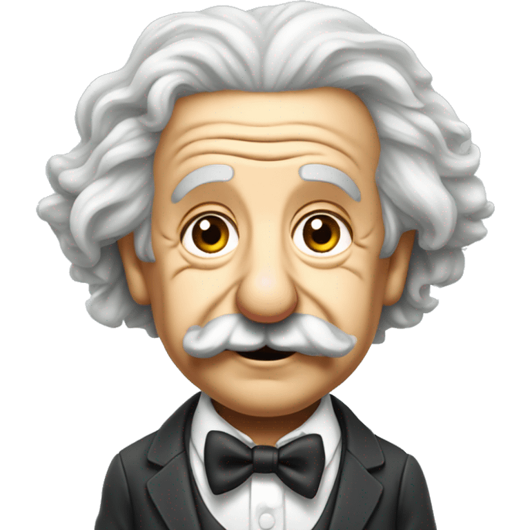 full body mischievous looking albert Einstein  wearing a bow tie emoji