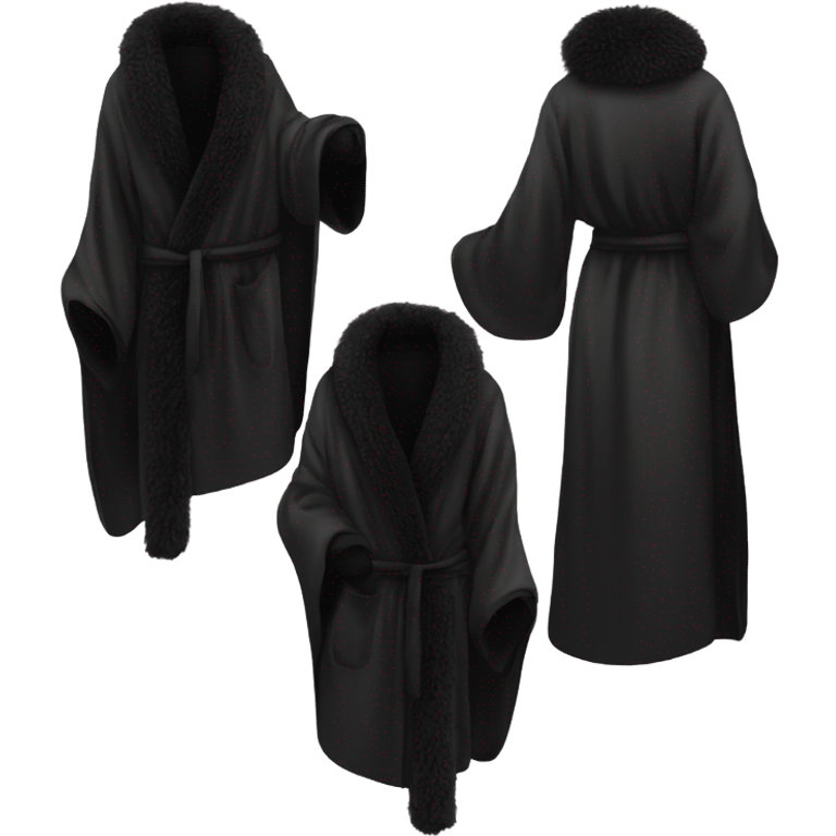 black silk robe with black fur emoji