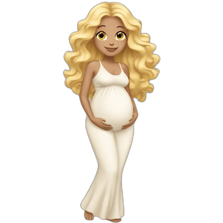 adorable pregnant blond full body women with beach-wave-hair emoji