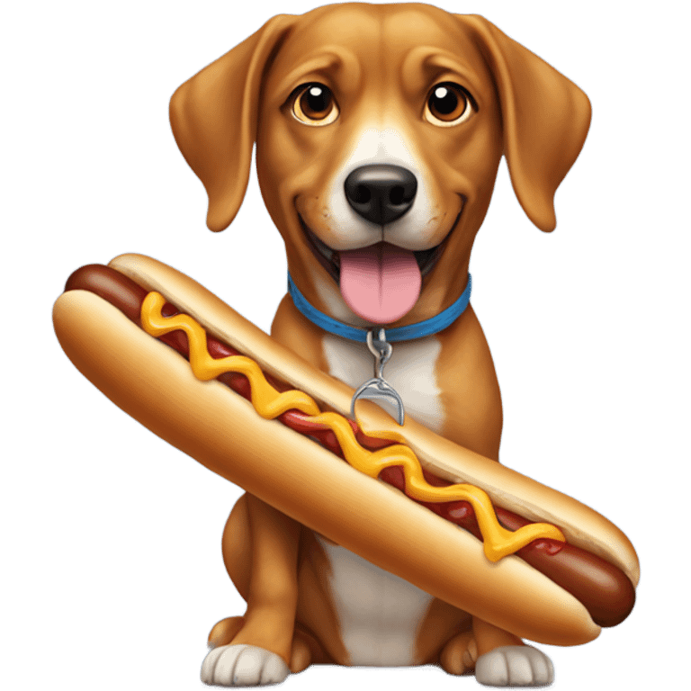 Dog wearing hotdog summit  emoji