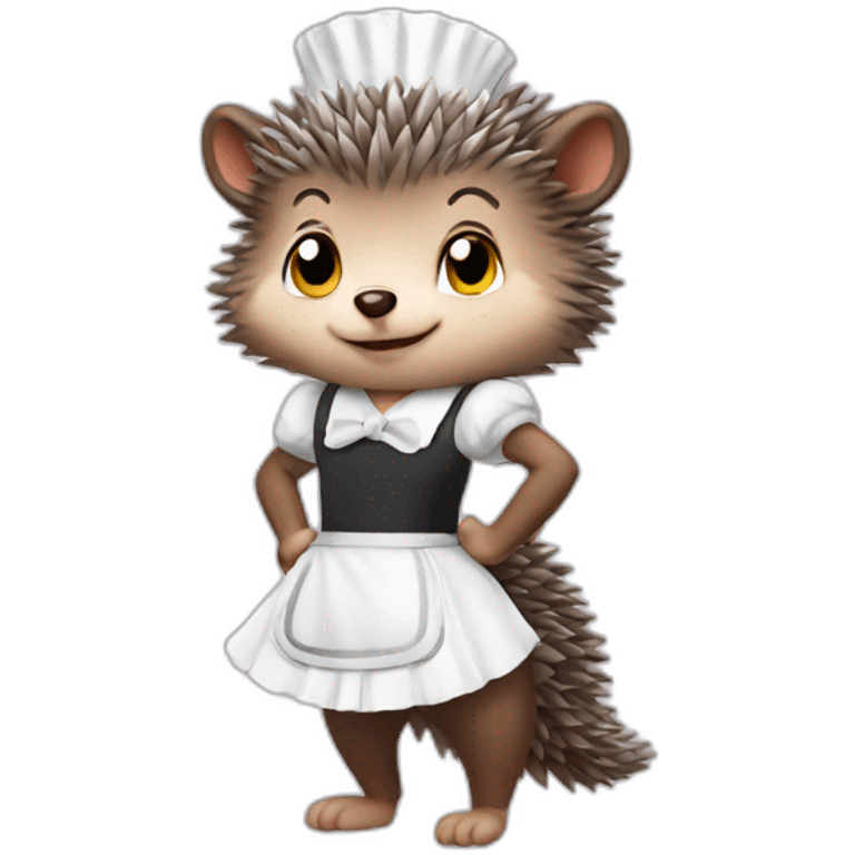 Hedgehog wearing a maid outfit emoji