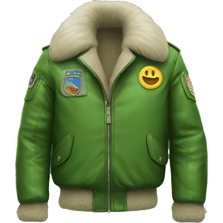 Green aviator jacket with fur collar emoji