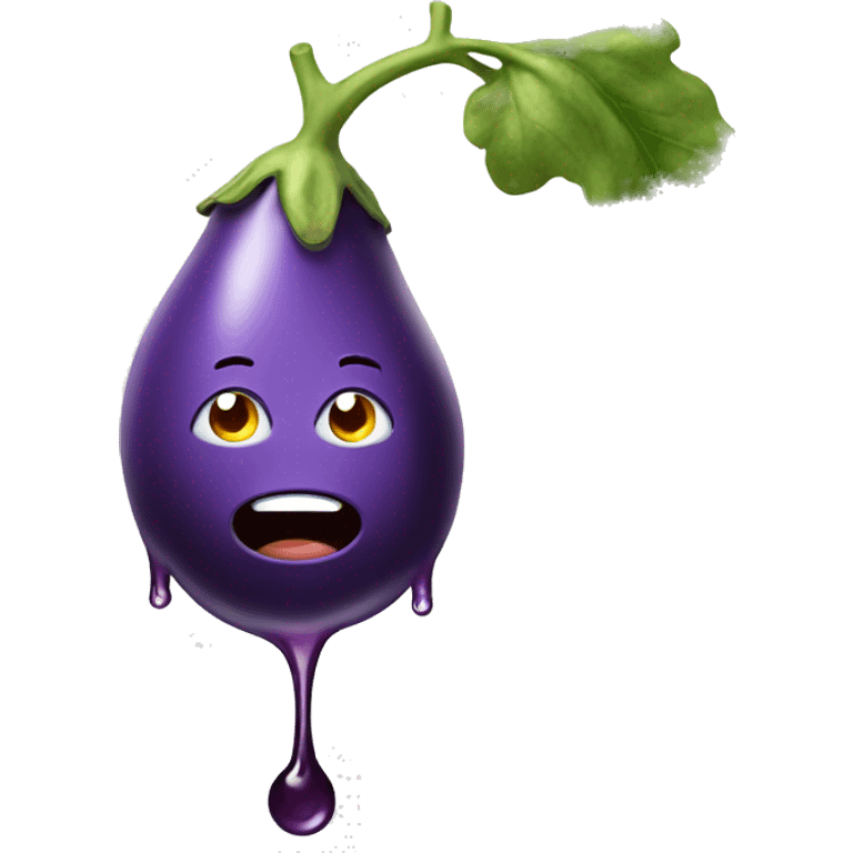 Eggplant dripping water emoji