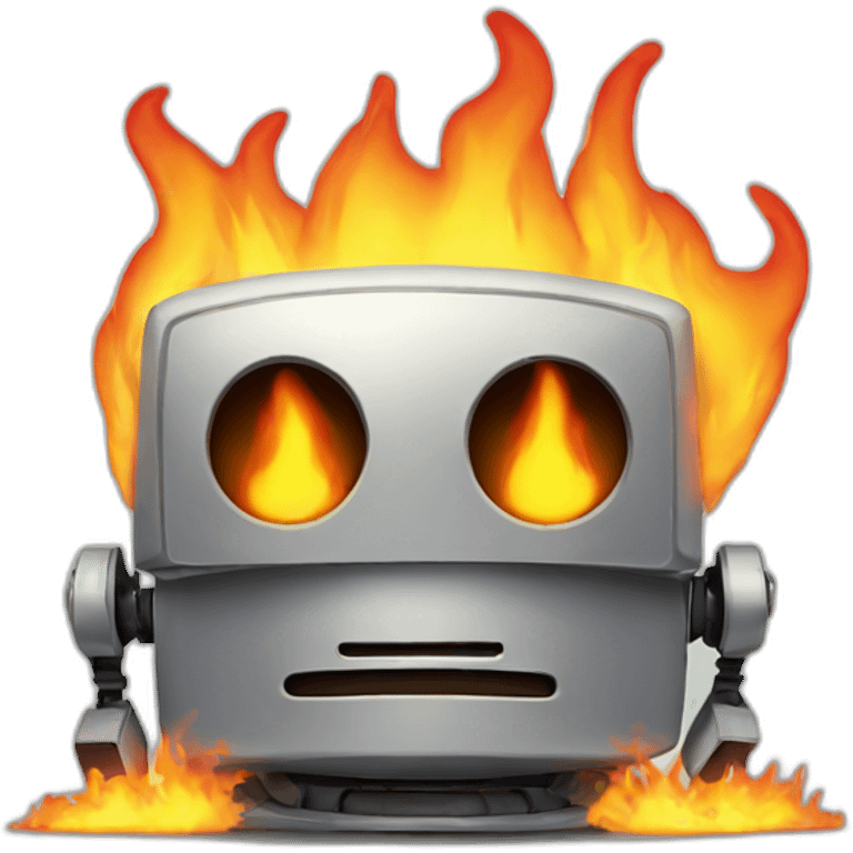 burning sad robot emoji