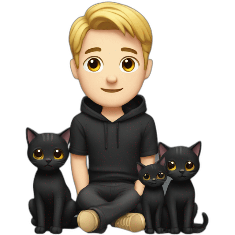 Cute man with black cats emoji