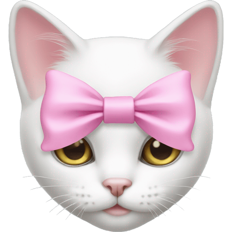 white cat with pink bow emoji