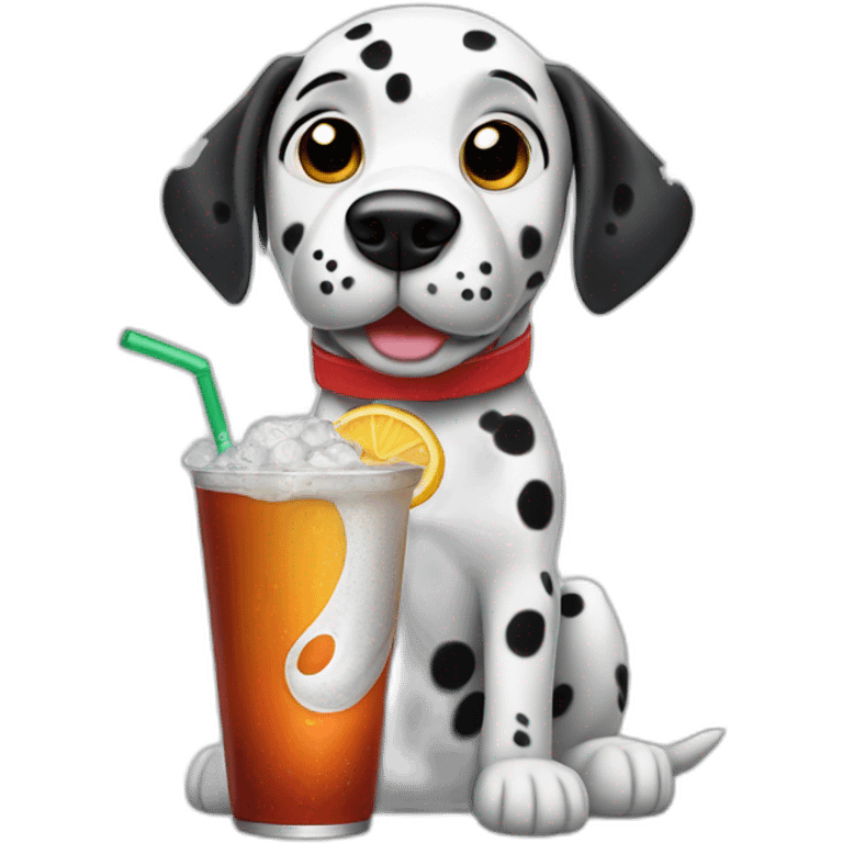 dalmatian dog drinking soda emoji