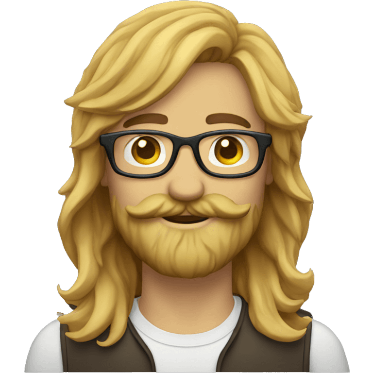 guy with long wavy hair eyeglasses mustache and beard emoji