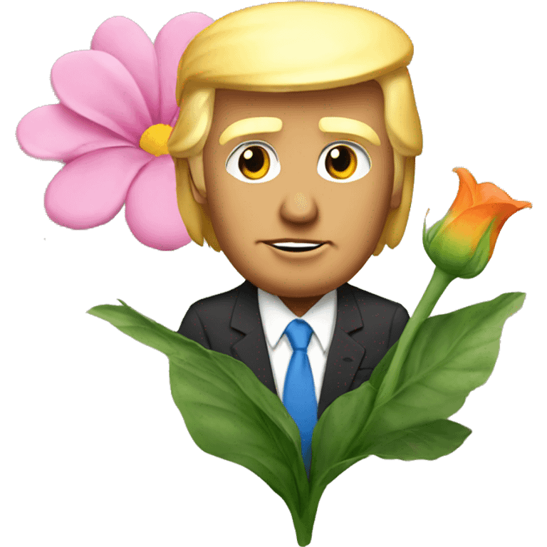 Donald Trump with a flower emoji